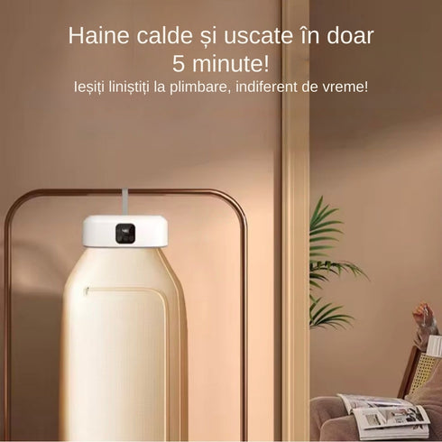 Uscător Electric de Haine cu Aer Cald 360° și Sterilizare UV – 600W, Capacitate 10KG, Timer Inteligent 1-8H