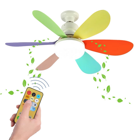 Ventilator de Tavan cu LED și Telecomandă – 40W, E27, 3 Viteze și 3 Moduri de Iluminare