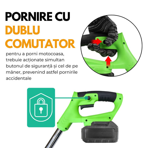Motocoasa, Trimmer Iarbă Si Gard Viu, 2 Acumulatori Li Ion 48Vh