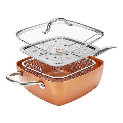 Tigaie non-aderenta, multifunctionala, patrata, friteuza