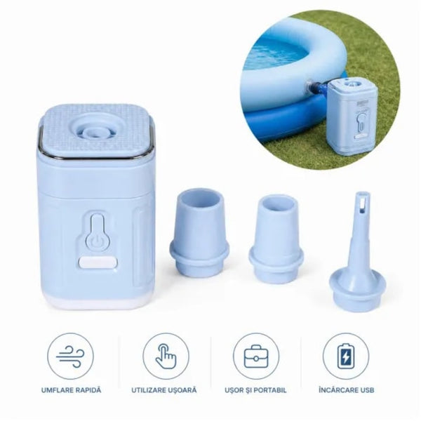 Pompa Electrica Portabila 7.5x5cm, cu 3 Duze, pentru Umflare si Dezumflare rapida