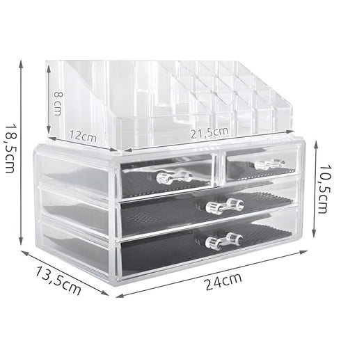 Organizator de cosmetice cu 4 sertare si compartimente multiple
