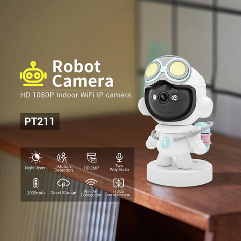 Cameră de supraveghere Wi-Fi 2MP, detectare miscare, urmărire automată, vedere nocturnă cu infraroșu