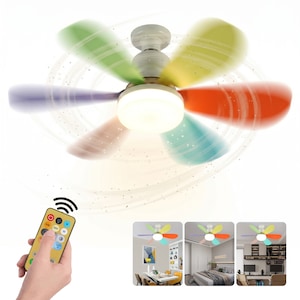 Ventilator de Tavan cu LED și Telecomandă – 40W, E27, 3 Viteze și 3 Moduri de Iluminare