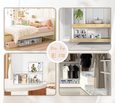 Set 6 cutii organizatoare pentru incaltaminte, pliabile cu Usa Transparenta