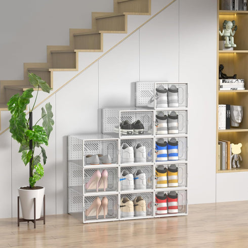 Set 6 cutii organizatoare pentru incaltaminte, pliabile cu Usa Transparenta