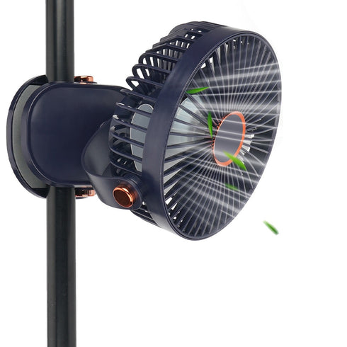 Ventilator Reîncărcabil cu Clemă – 5 Viteze, Baterie 2400mAh, LED Integrat