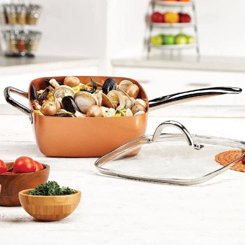 Tigaie non-aderenta, multifunctionala, patrata, friteuza