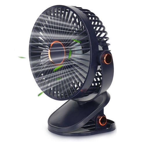 Ventilator Reîncărcabil cu Clemă – 5 Viteze, Baterie 2400mAh, LED Integrat