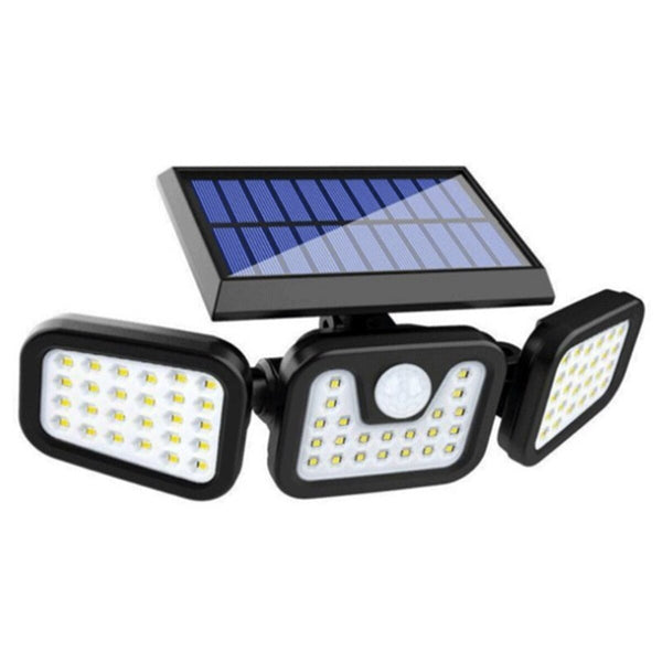 Lampă Solară LED cu 70 LED-uri și Senzor de Mișcare – 3 Capete Ajustabile pentru Exterior