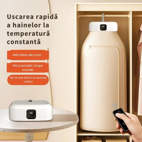 Uscător Electric de Haine cu Aer Cald 360° și Sterilizare UV – 600W, Capacitate 10KG, Timer Inteligent 1-8H