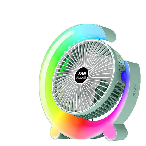 Ventilator Rotabil cu LED RGB – Reîncărcabil USB, 3 Trepte de Viteză, 5 Moduri de Iluminare