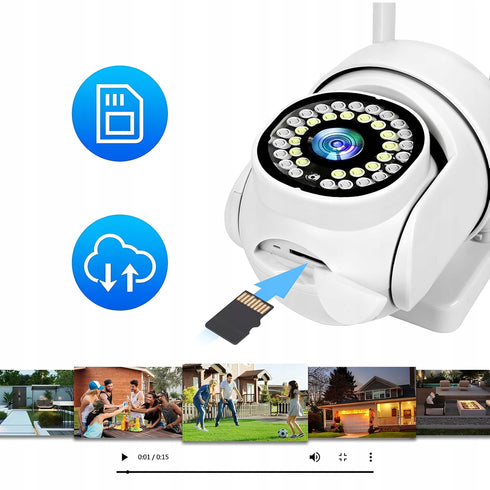 Cameră de Supraveghere WiFi, 5MP, Rotire Panoramică, Detectare Mișcare și Vedere Nocturnă