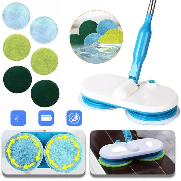 Mop electric, fără fir, rotativ, 2 tampoane din microfibra, 40W