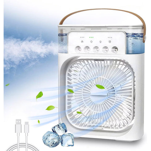 Ventilator Portabil cu Umidificator, Răcitor de Aer, Rezervor Apă 600 ml
