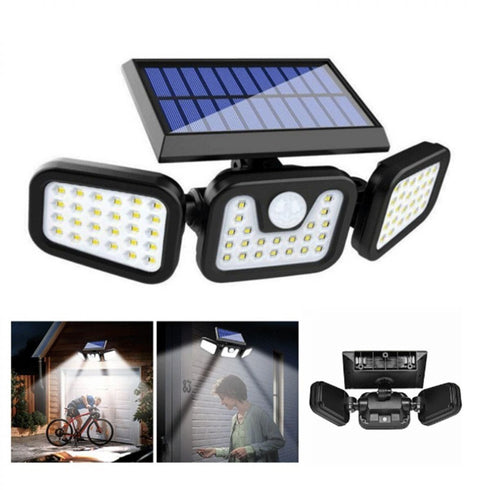 Lampă Solară LED cu 70 LED-uri și Senzor de Mișcare – 3 Capete Ajustabile pentru Exterior