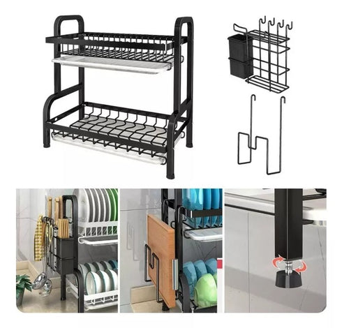 Uscător de vase din inox, premium, 2 etaje