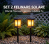 Set 2 Felinare Solare de Grădină cu LED, Impermeabil IP65, Senzor Crepuscular, Lumină Caldă