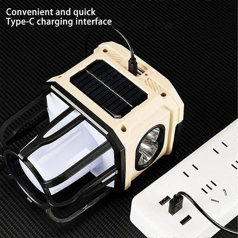 Lampa solara tip felinar, Lumina LED 3 in 1, functie de Power Bank, reglare luminozitate, rezistenta la apa, ideala pentru camping